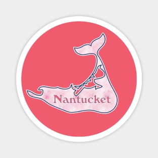 Preppy Pink Stripe Nantucket Island Whale Silhouette Magnet